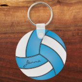 Baby Blue en White Volleyball Sleutelhanger (Voorkant)