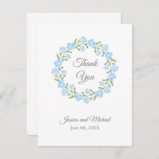 Baby Blue Eyes Waterverf Floral Wreate Bedankkaart (Voorkant / Achterkant)
