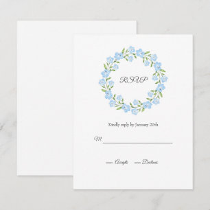 Baby Blue Eyes Waterverf Floral Wreate RSVP Kaartje