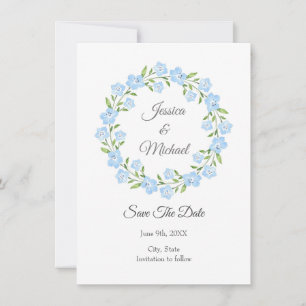 Baby Blue Eyes Waterverf Floral Wreate Save The Date