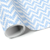 Baby Blue Faux Glitter en White Ikat Chevron Cadeaupapier (Rol Hoek)