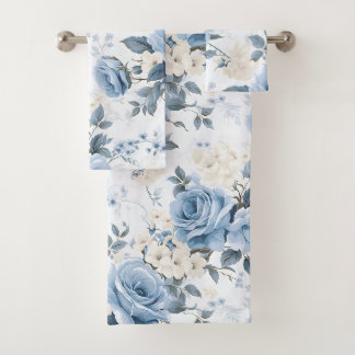 Baby Blue Floral Botanische Waterverf Bad Handdoek