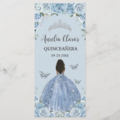 Baby Blue Floral Brown Princesse Quinceañera Menu (Dos)