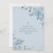 Baby Blue Floral Butterflies Christening Baptisme Kaart (Achterkant)