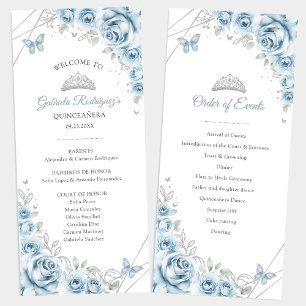 Baby Blue Floral Quinceanera Orde van Evenementen Programma