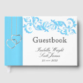 Baby Blue Floral Swirl en White - Guestbook Gastenboek (Voorkant)