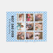 Baby Blue Gingham Best Dad Ever Photo Collage Fleece Deken (Voorkant (Horizontaal))