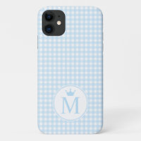 Baby Blue Gingham met Blue Crown Monogram.