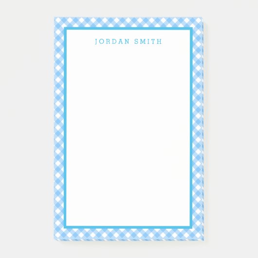Baby Blue Gingham met Border Post-it® Notes (Voorkant)