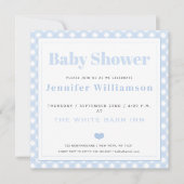 Baby Blue Gingham Pattern Baby shower Invitation Kaart (Voorkant)