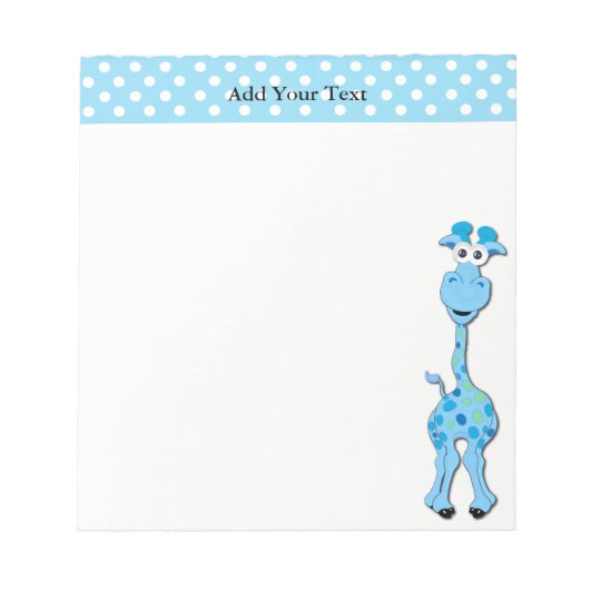 Baby Blue Giraffe Baby shower Thema Notitieblok (Voorkant)