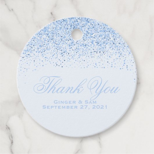 Baby Blue Glitter Bedankjes Labels (Voorkant)