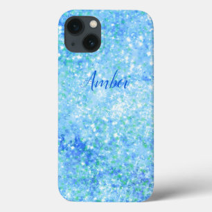Baby Blue Glitter Elegant iPhone 13 Hoesje