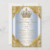 Baby Blue Gold Prince Baby Shower Invitations (Devant)