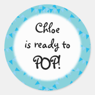 Baby Blue Gors Beboren! Baby Borrel Ronde Sticker