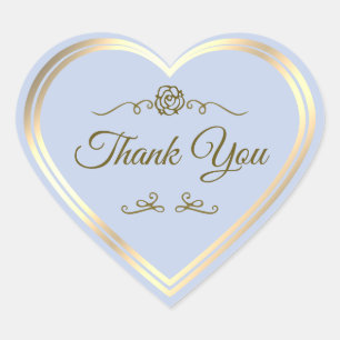 Baby Blue Gouden Lijst Vintage Roos Schattig Dank Hart Sticker