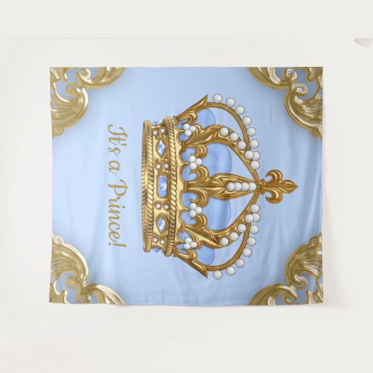 Baby Blue Gouden Prins Extra Groot Baby Achtergron Wandkleed (Voorkant (horizontaal))