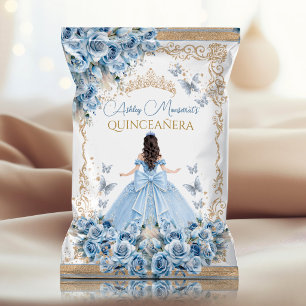 Baby Blue Gouden Quinceañera Chipzak met Kroon Flyer