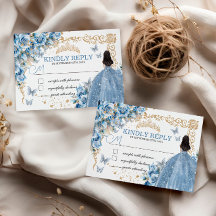 Baby Blue Gouden Quinceañera Prinses Vlinder