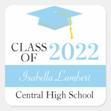 Baby Blue Graduation Party Favor Bedankt Labels