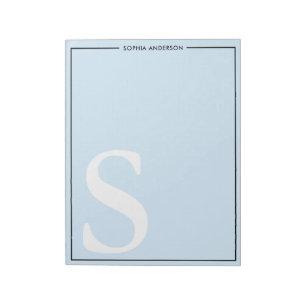 Baby Blue Grafische Monogram Gepersonaliseerde Naa Notitieblok