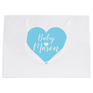 Baby Blue Heart Boy Gift Bag Groot Cadeauzakje