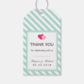 Baby Blue Heart Stripes Pattern Wedding Gift Label Cadeaulabel (Voorkant)