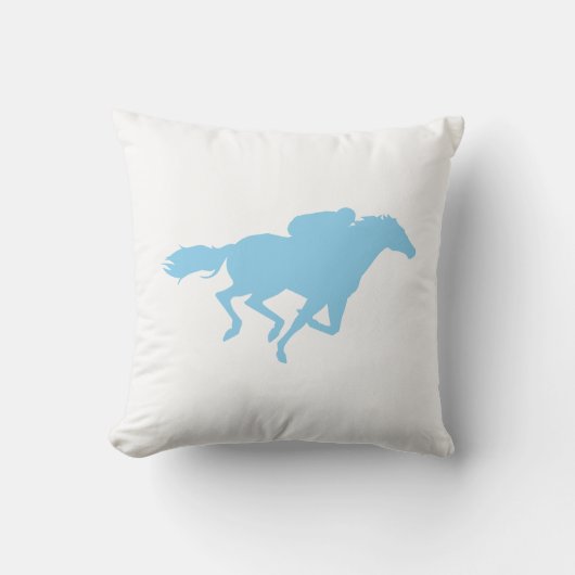 Baby Blue Horse Racing Kussen (Voorkant)