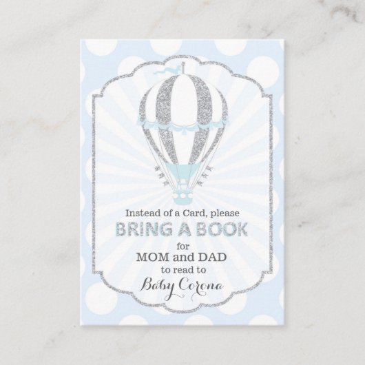 Baby Blue Hot Air Balloon Apportez une carte de li (Devant)
