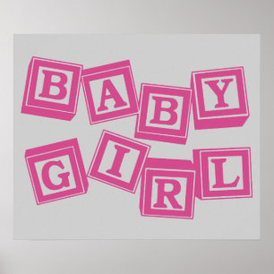 Baby Blue Houten Alfabet Blokken Poster