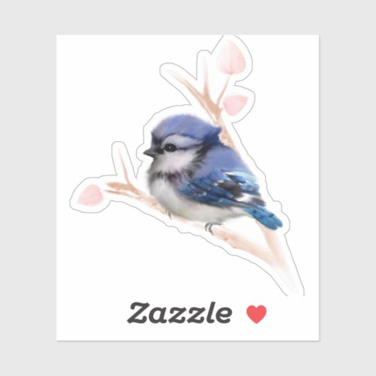 Baby Blue Jay Bird Custom-Cut Vinyl Sticker (Vel)