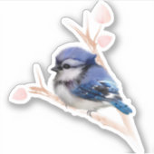 Baby Blue Jay Bird Custom-Cut Vinyl Sticker (Voorkant)
