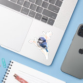 Baby Blue Jay Bird Custom-Cut Vinyl Sticker (Laptop met iPhone)