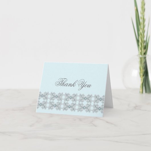 Baby Blue Jewel Lace Dank je Bedankkaart (Voorkant)