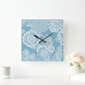 Baby Blue Kant AI-kunst Vierkante Klok (Huis)