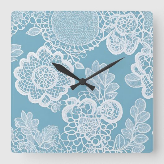 Baby Blue Kant AI-kunst Vierkante Klok (Voorkant)