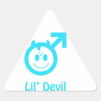 Baby Blue Lil Devil Male Symbol Driehoek Sticker