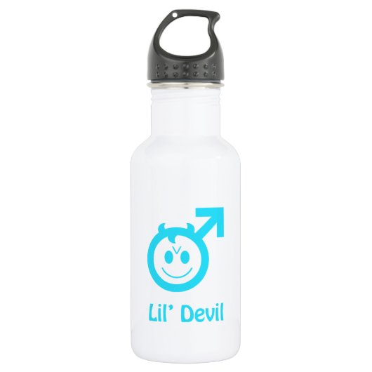 Baby Blue Lil Devil Male Symbol Waterfles (Voorkant)
