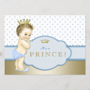 Baby Blue Little Prince Baby shower Kaart