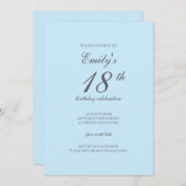 Baby Blue Minimalist 18th Birthday Invitation (Devant / Derrière)