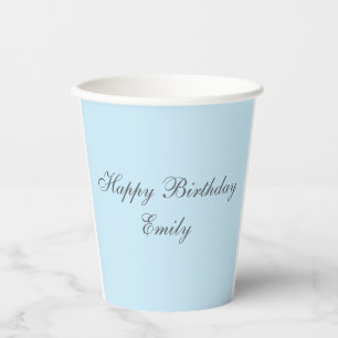 Baby Blue Minimalistische Verjaardagsfeest Papier Papieren Bekers