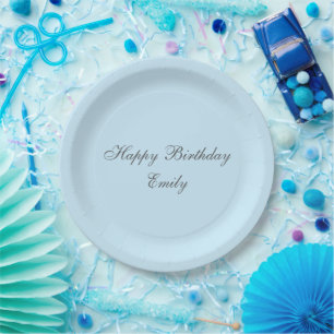 Baby Blue Minimalistische Verjaardagsfeest Papiere Papieren Bordje