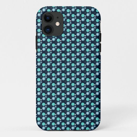 Baby Blue Mint Polka Dots Pattern iPhone Case (Achterkant)