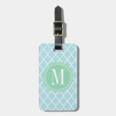 Baby Blue Moroccan Tiles Lattice Personalized Bagagelabel (Voorkant verticaal)
