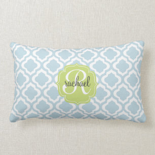 Baby Blue Moroccan Trellis Quatrefoil Gepersonalis Kussen