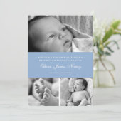 Baby Blue Multiple Photo Announement Aankondiging (Staand voorkant)