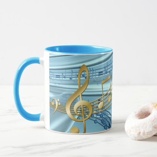  Baby Blue Musical Notes Mok (Met donut)