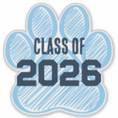 Baby Blue & Navy Class Jaar Pawprint Sticker (Voorkant)