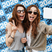 Baby Blue Navy ELKE Klasse Jaar Afstuderen Achterg Wandkleed