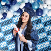 Baby Blue Navy ELKE Klasse Jaar Afstuderen Achterg Wandkleed